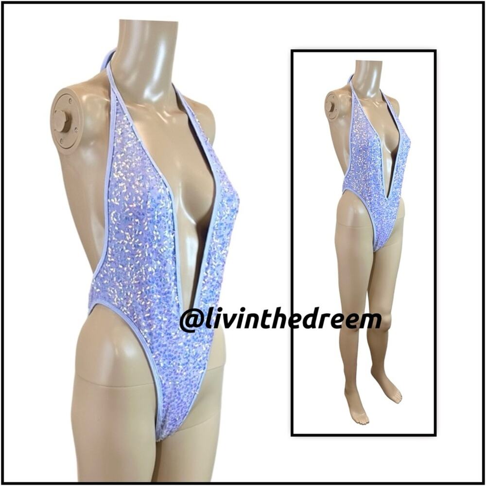 BERRY BEACHY CASCADE BODY - PURPLE SEQUIN SZ M - Picture 12 of 15